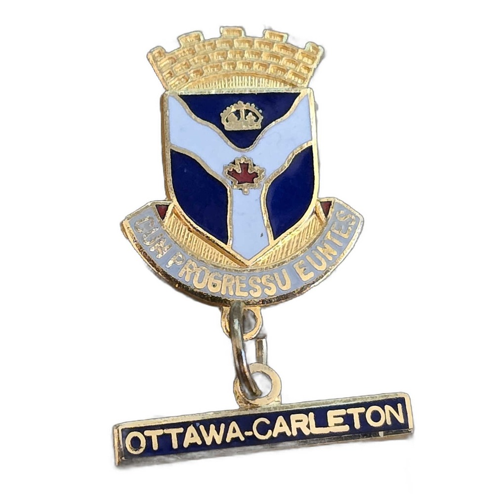 Regional Municipality Ottawa-Carleton Crest Motto Lapel Vest Hat Pin F36